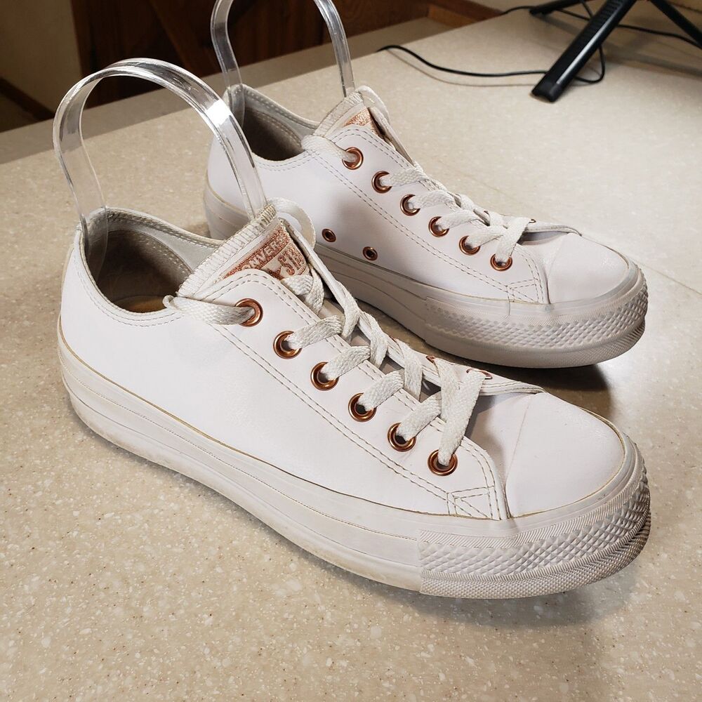 Converse Chuck Taylor All Star Lift Platform Women's White Sneakers Rose Gold 8